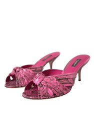Dolce & Gabbana Pink Exotic Leather Kitten Heels Slides Shoes -   -  Dolce & Gabbana.