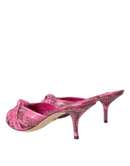 Dolce & Gabbana Pink Exotic Leather Kitten Heels Slides Shoes -   -  Dolce & Gabbana.
