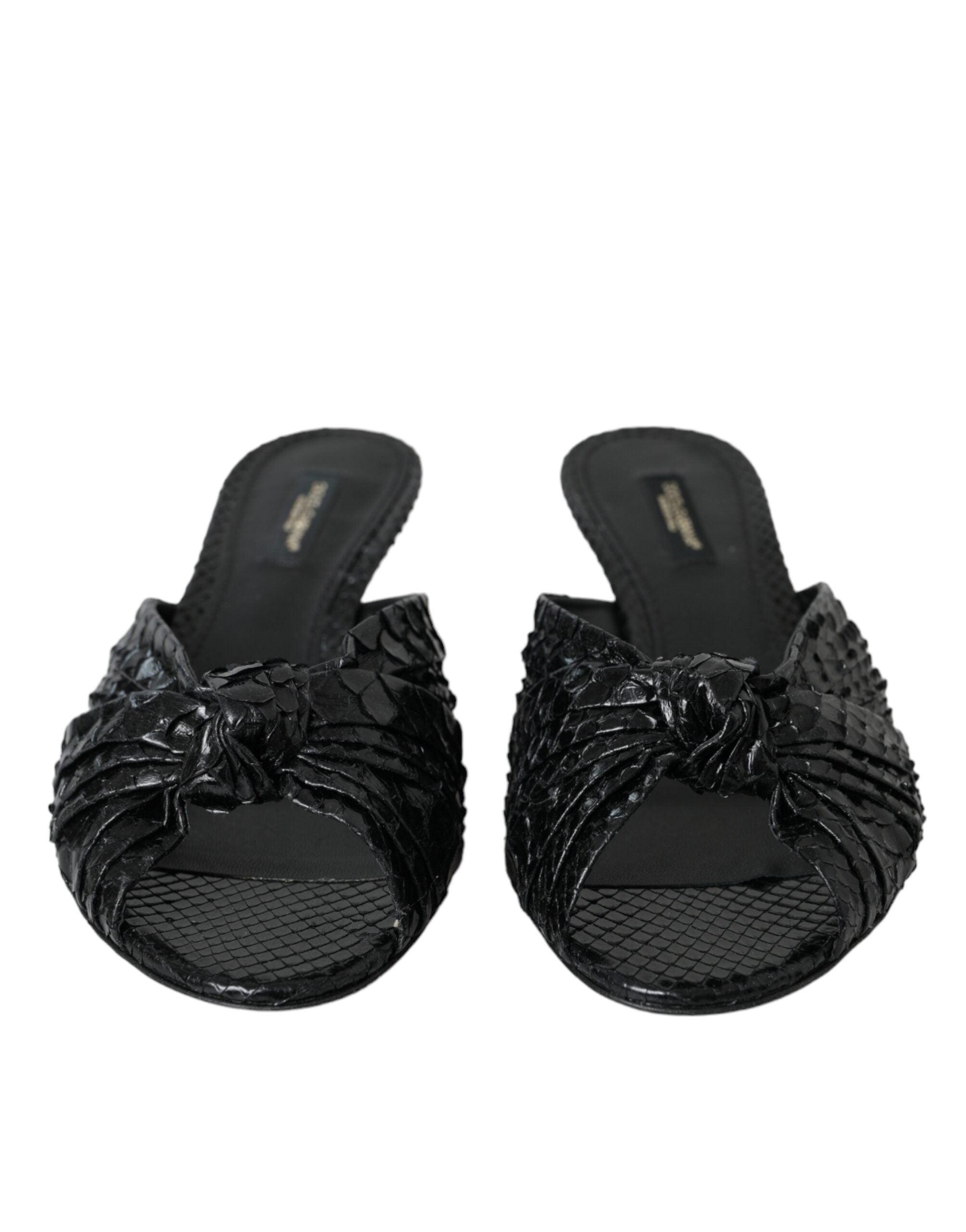 Dolce & Gabbana Black Exotic Leather Heels Slides Shoes -   -  Dolce & Gabbana. Dolce & Gabbana Black Exotic Leather Heels Slides Shoes -   -  Dolce & Gabbana.