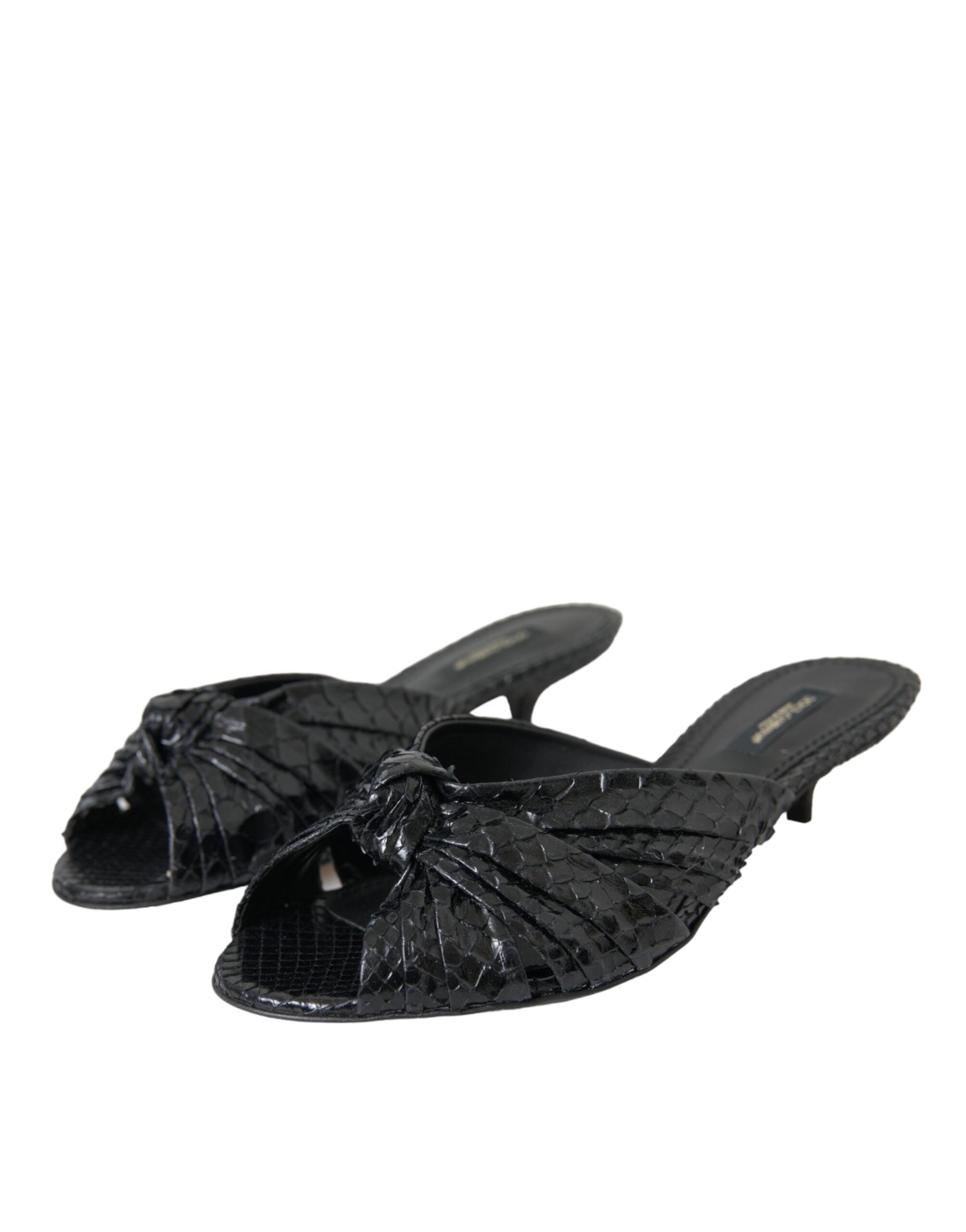 Dolce & Gabbana Black Exotic Leather Heels Slides Shoes -   -  Dolce & Gabbana. Dolce & Gabbana Black Exotic Leather Heels Slides Shoes -   -  Dolce & Gabbana.