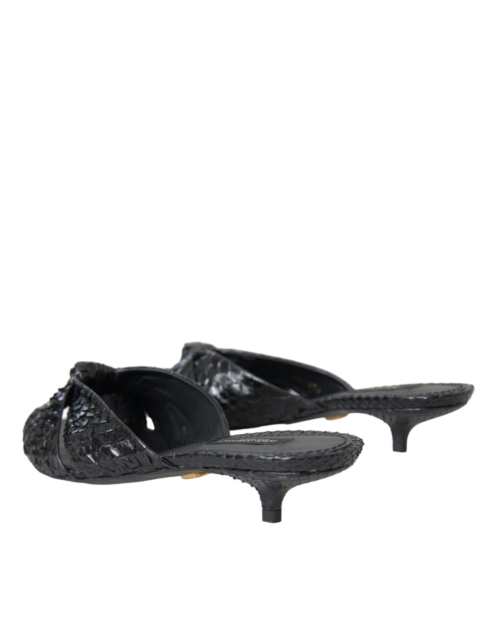 Dolce & Gabbana Black Exotic Leather Heels Slides Shoes -   -  Dolce & Gabbana. Dolce & Gabbana Black Exotic Leather Heels Slides Shoes -   -  Dolce & Gabbana.