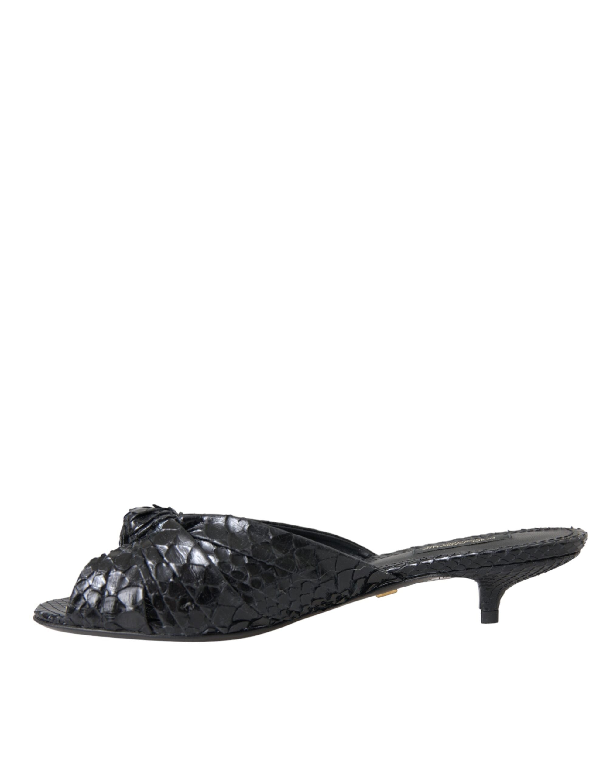 Dolce & Gabbana Black Exotic Leather Heels Slides Shoes -   -  Dolce & Gabbana. Dolce & Gabbana Black Exotic Leather Heels Slides Shoes -   -  Dolce & Gabbana.