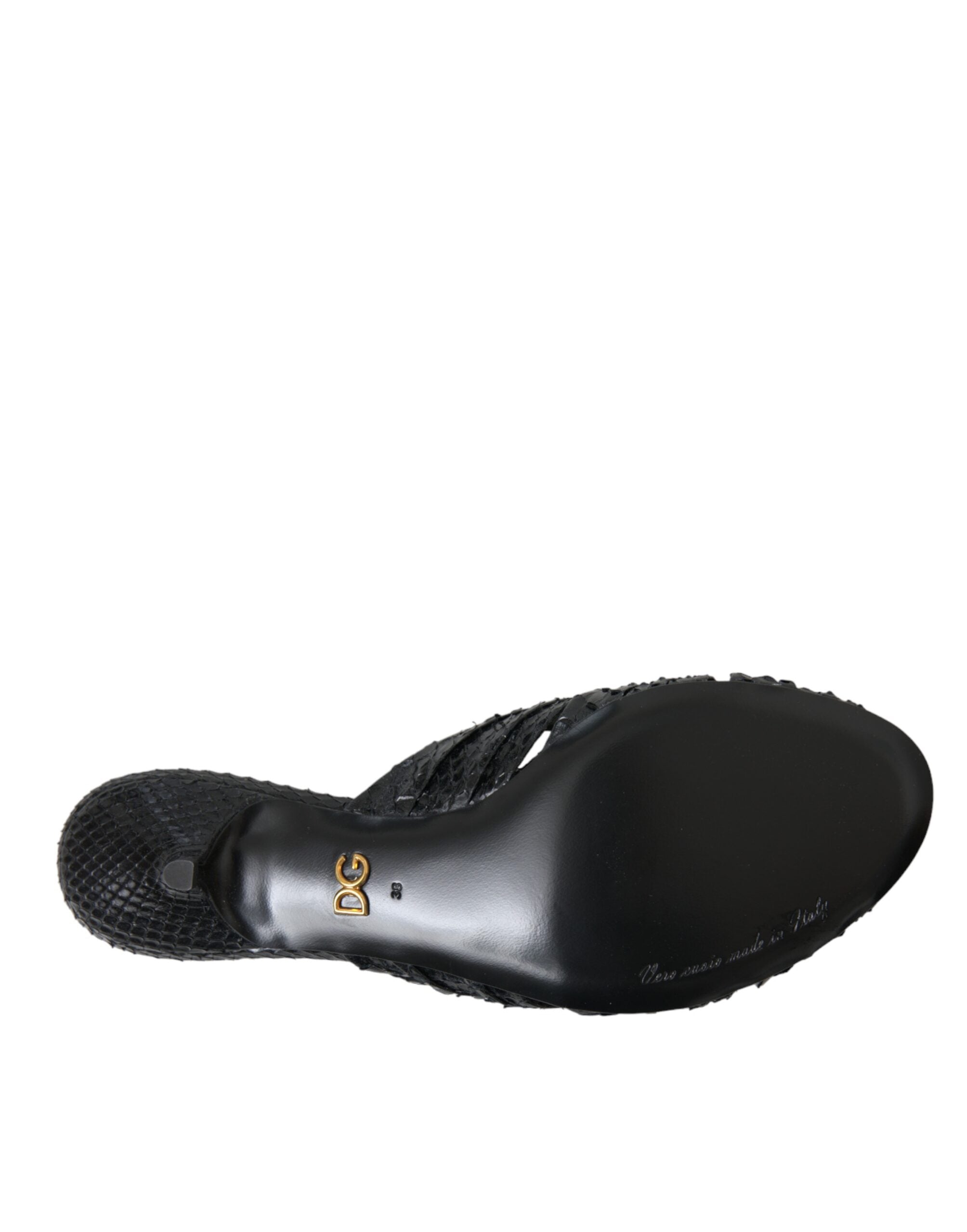 Dolce & Gabbana Black Exotic Leather Heels Slides Shoes -   -  Dolce & Gabbana. Dolce & Gabbana Black Exotic Leather Heels Slides Shoes -   -  Dolce & Gabbana.