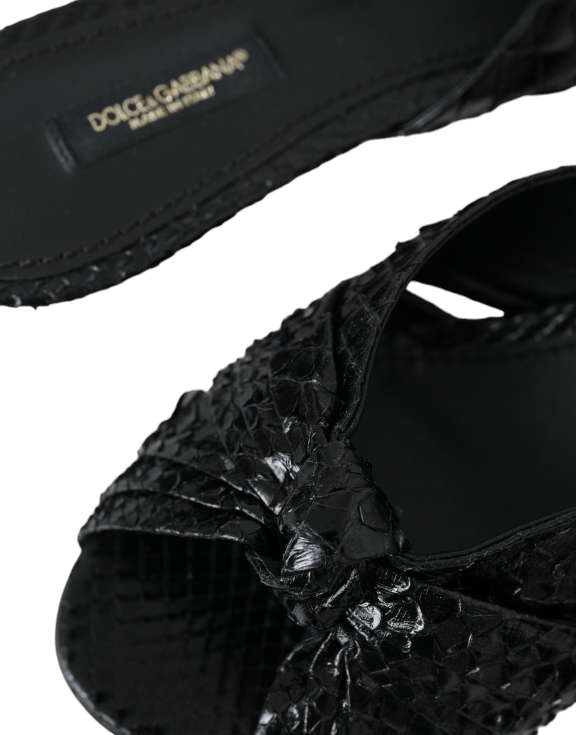Dolce & Gabbana Black Exotic Leather Heels Slides Shoes -   -  Dolce & Gabbana. Dolce & Gabbana Black Exotic Leather Heels Slides Shoes -   -  Dolce & Gabbana.