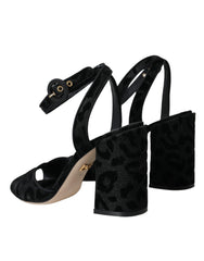 Dolce & Gabbana Black Leopard Suede Heels Sandals Shoes -   -  Dolce & Gabbana.