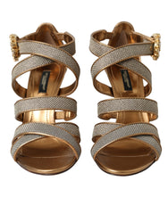 Dolce & Gabbana Bronze Crystal Strap Heels Sandals Shoes -   -  Dolce & Gabbana.