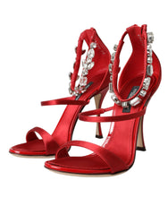 Dolce & Gabbana Red Keira Satin Crystals Sandals Heels Shoes -   -  Dolce & Gabbana.