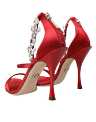 Dolce & Gabbana Red Keira Satin Crystals Sandals Heels Shoes -   -  Dolce & Gabbana.