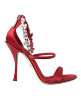 Dolce & Gabbana Red Keira Satin Crystals Sandals Heels Shoes -   -  Dolce & Gabbana.
