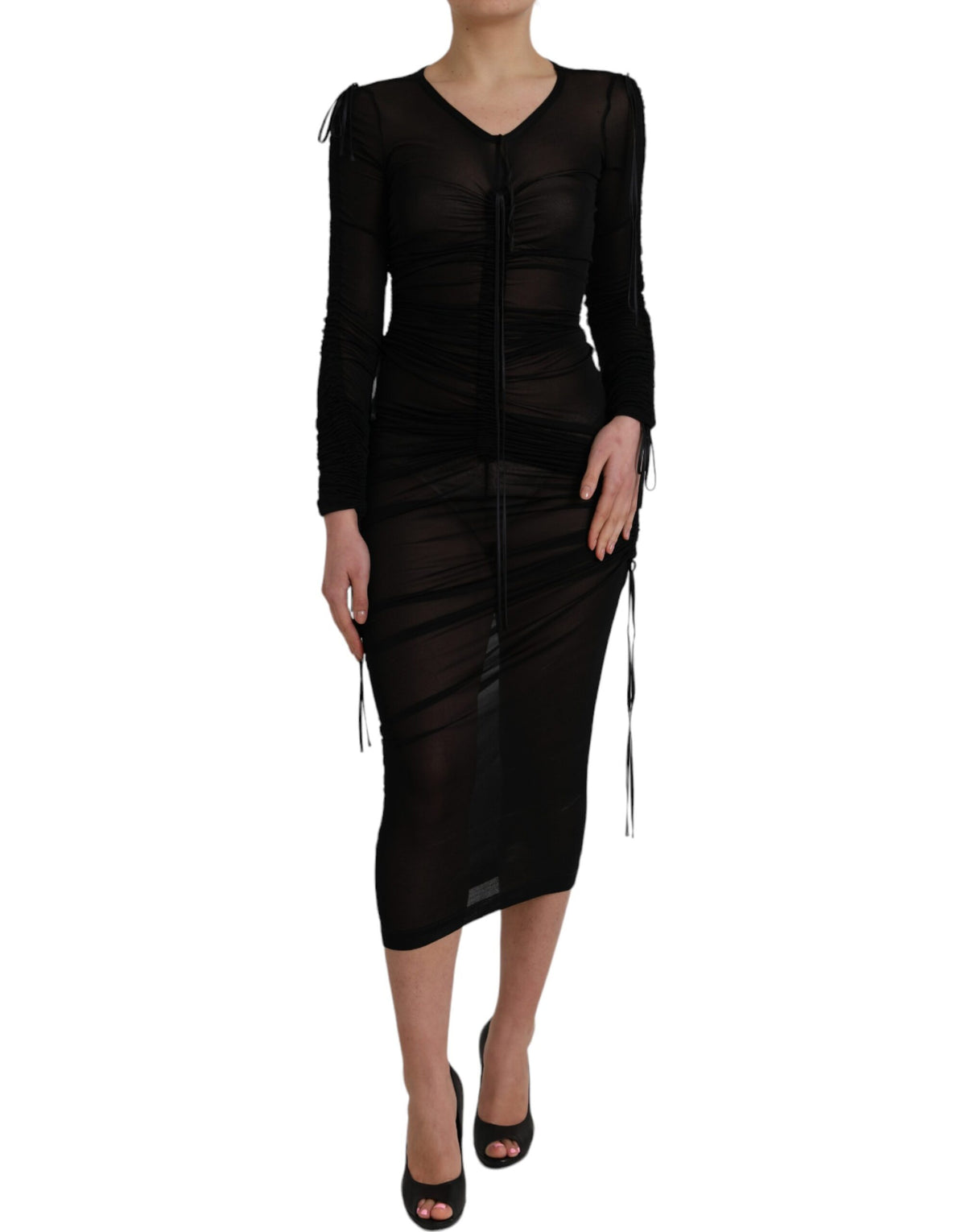 Dolce & Gabbana Black Sheer Bodycon Sheath Midi Dress -   -  Dolce & Gabbana.