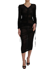 Dolce & Gabbana Black Sheer Bodycon Sheath Midi Dress -   -  Dolce & Gabbana.