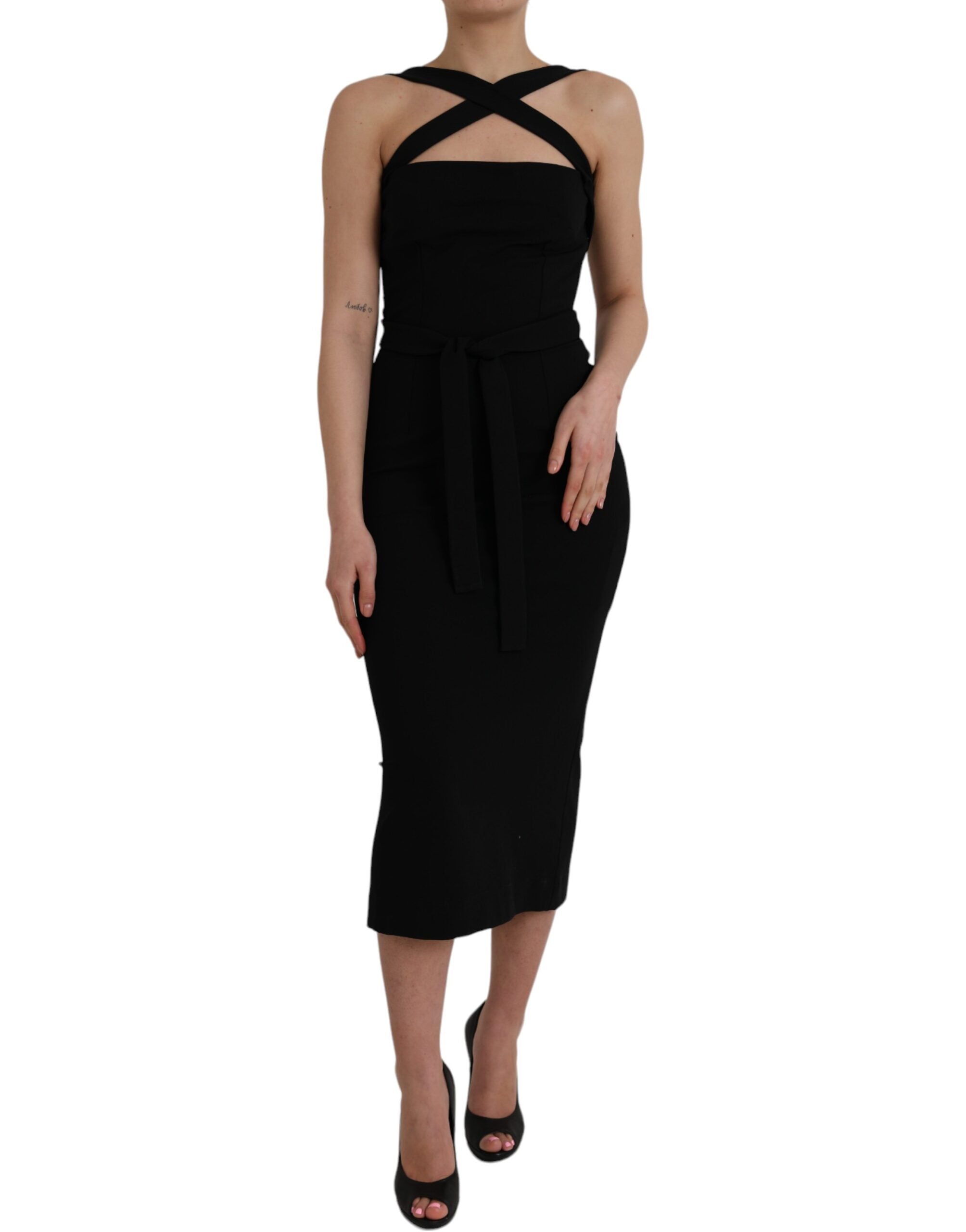 Dolce & Gabbana Black Sheath Halter Sleeveless Midi Dress -   -  Dolce & Gabbana. Dolce & Gabbana Black Sheath Halter Sleeveless Midi Dress -   -  Dolce & Gabbana.