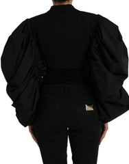 Dolce & Gabbana Black Polyester Puffed Sleeves Cropped Jacket -   -  Dolce & Gabbana.