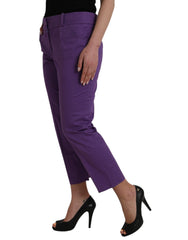BENCIVENGA Purple Cotton MidWaist Straight Cropped Pants -   -  BENCIVENGA.