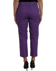 BENCIVENGA Purple Cotton MidWaist Straight Cropped Pants -   -  BENCIVENGA.