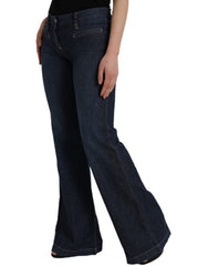 PLEIN SUD Dark Blue Cotton Bootcut Denim Jeans -   -  PLEIN SUD.