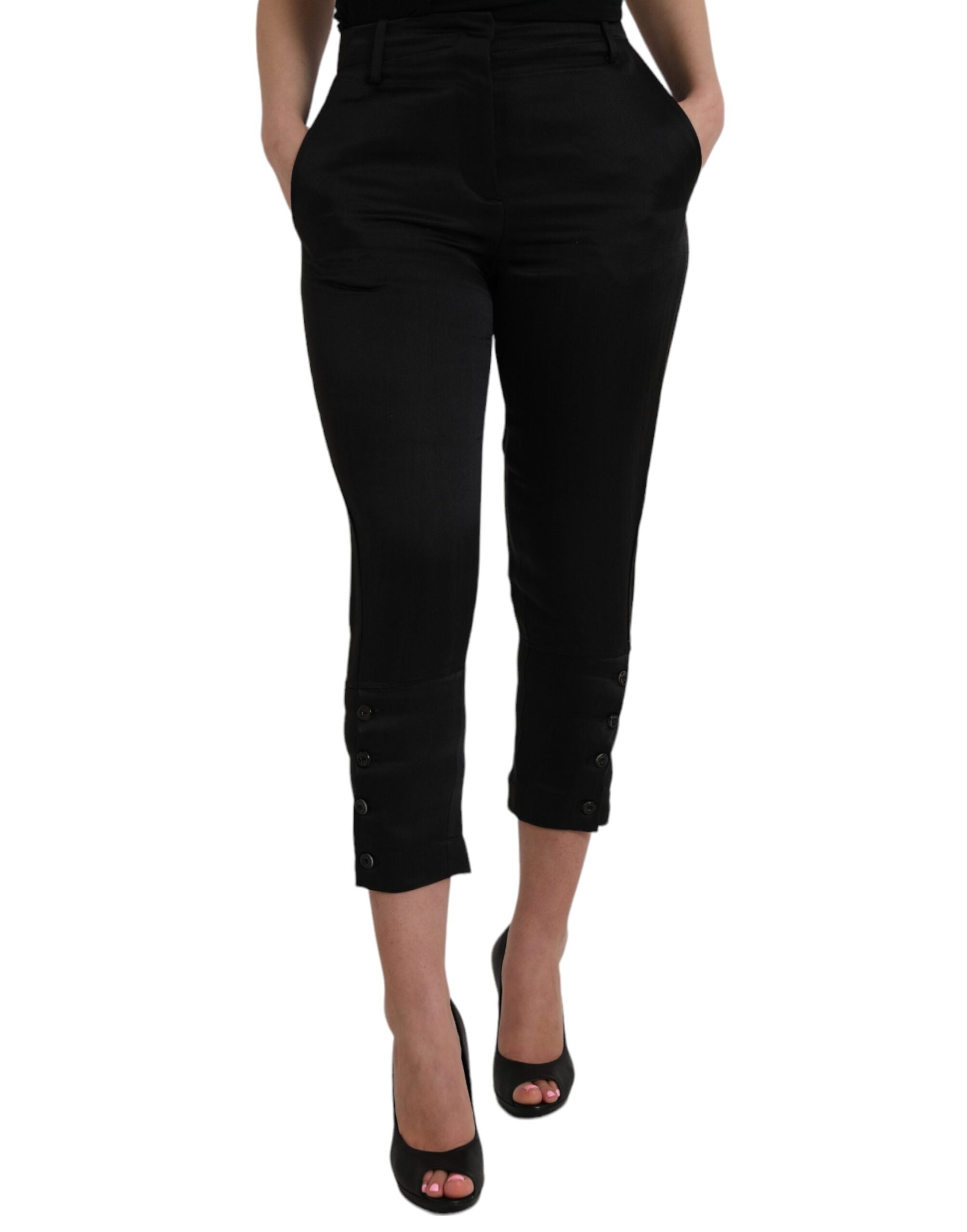 Ermanno Scervino Black High Waist Capri Cropped Pants -   -  Ermanno Scervino. Ermanno Scervino Black High Waist Capri Cropped Pants -   -  Ermanno Scervino.