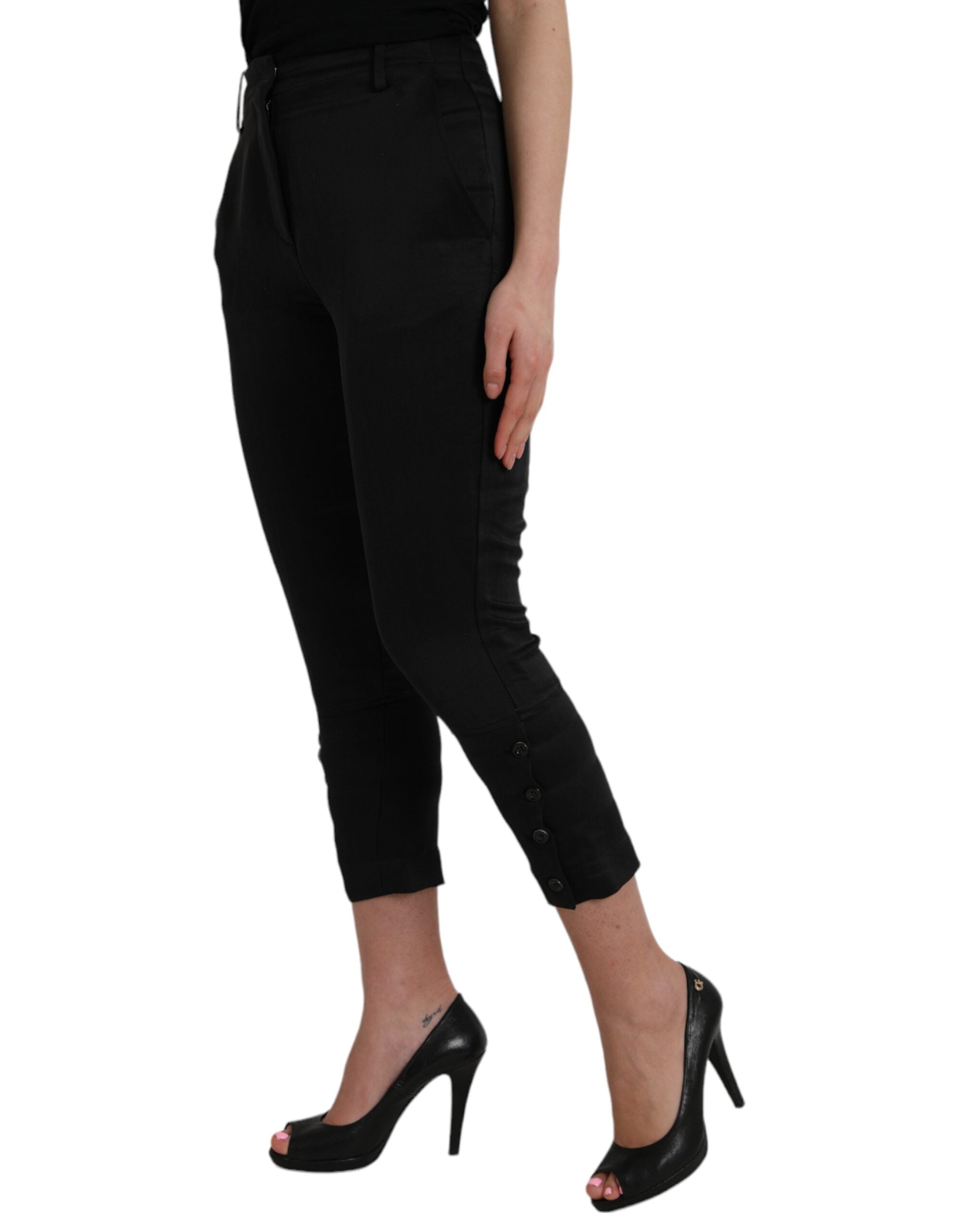 Ermanno Scervino Black High Waist Capri Cropped Pants -   -  Ermanno Scervino. Ermanno Scervino Black High Waist Capri Cropped Pants -   -  Ermanno Scervino.