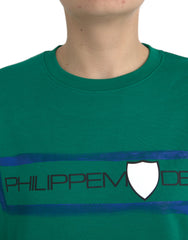 Philippe Model Green Cotton Logo Print Long Sleeves Pullover Sweater -   -  Philippe Model.
