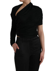 Dolce & Gabbana Black Wool Cutout Asymmetric Long Sleeve Top -   -  Dolce & Gabbana.