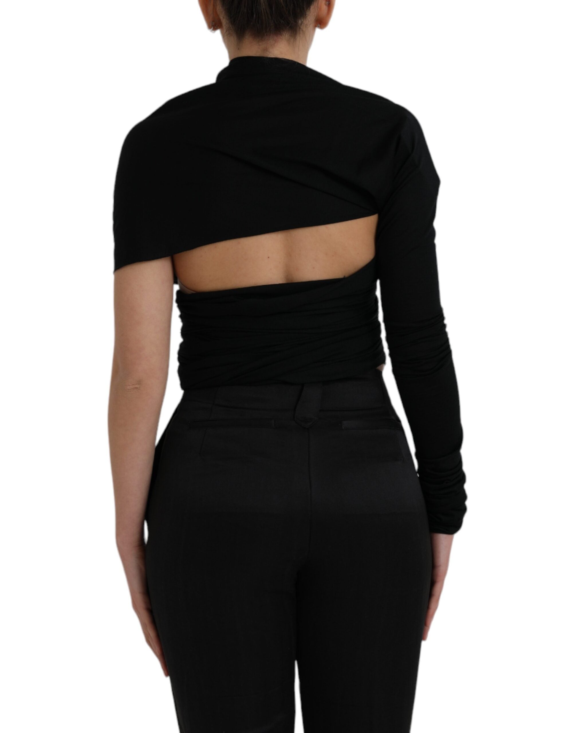Dolce & Gabbana Black Wool Cutout Asymmetric Long Sleeve Top -   -  Dolce & Gabbana. Dolce & Gabbana Black Wool Cutout Asymmetric Long Sleeve Top -   -  Dolce & Gabbana.