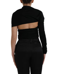 Dolce & Gabbana Black Wool Cutout Asymmetric Long Sleeve Top -   -  Dolce & Gabbana.