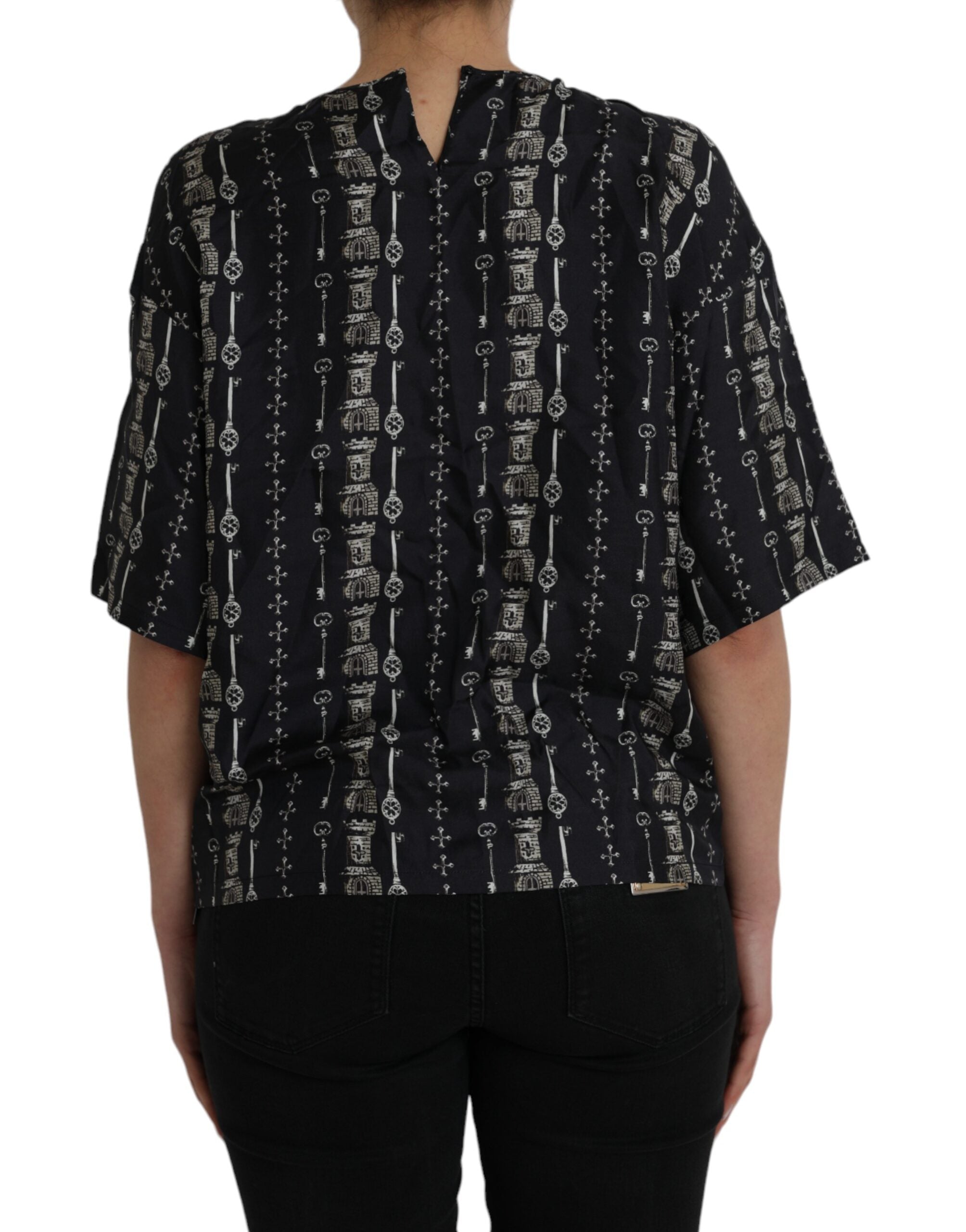Dolce & Gabbana Black Key Castle Print Silk Blouse T-shirt -   -  Dolce & Gabbana. Dolce & Gabbana Black Key Castle Print Silk Blouse T-shirt -   -  Dolce & Gabbana.