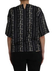 Dolce & Gabbana Black Key Castle Print Silk Blouse T-shirt -   -  Dolce & Gabbana.