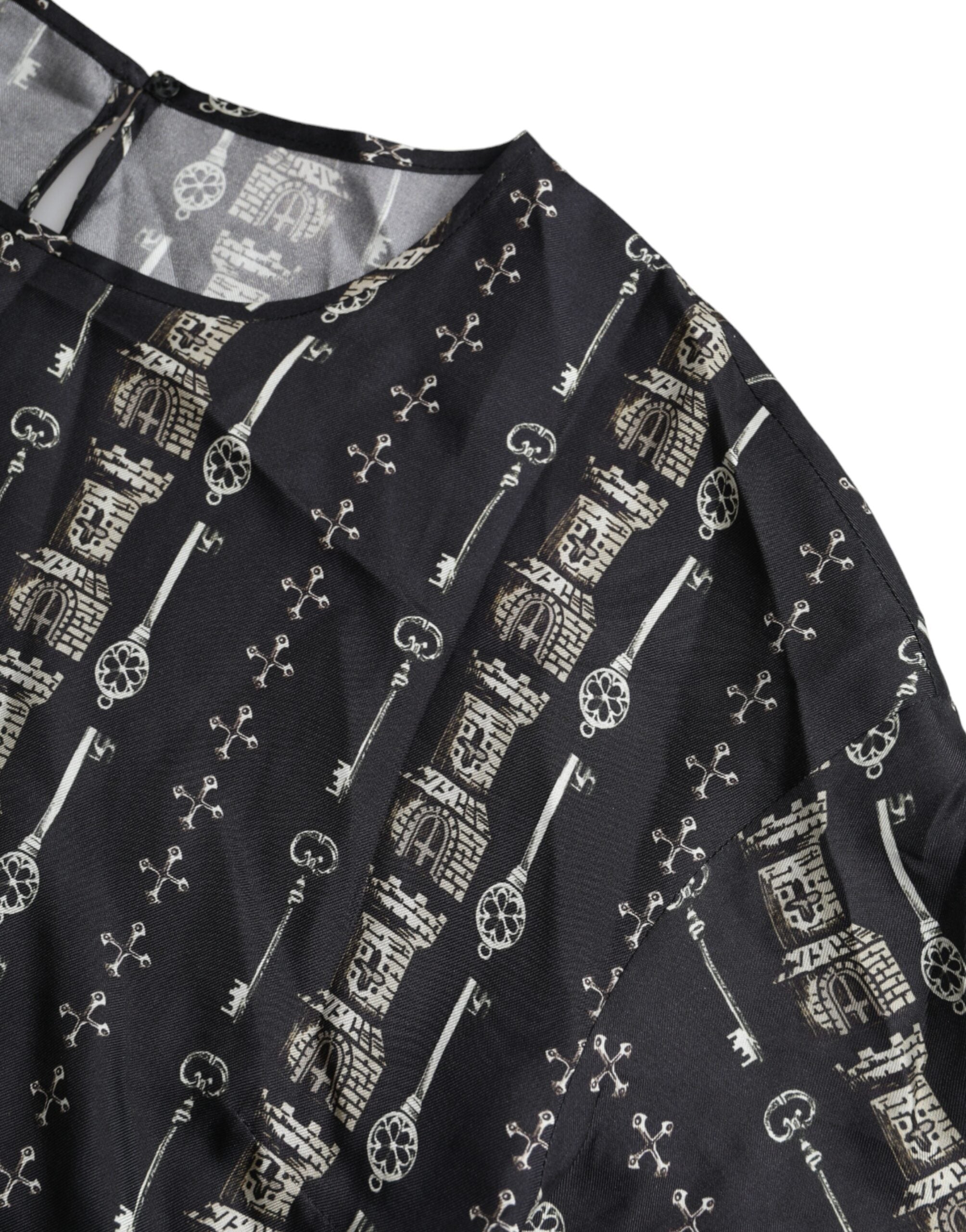 Dolce & Gabbana Black Key Castle Print Silk Blouse T-shirt -   -  Dolce & Gabbana. Dolce & Gabbana Black Key Castle Print Silk Blouse T-shirt -   -  Dolce & Gabbana.