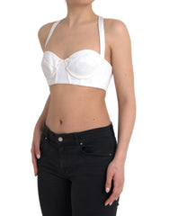Versace White Viscose Bustier Sleeveless Cropped Top -   -  Versace.