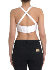 Versace White Viscose Bustier Sleeveless Cropped Top -   -  Versace.