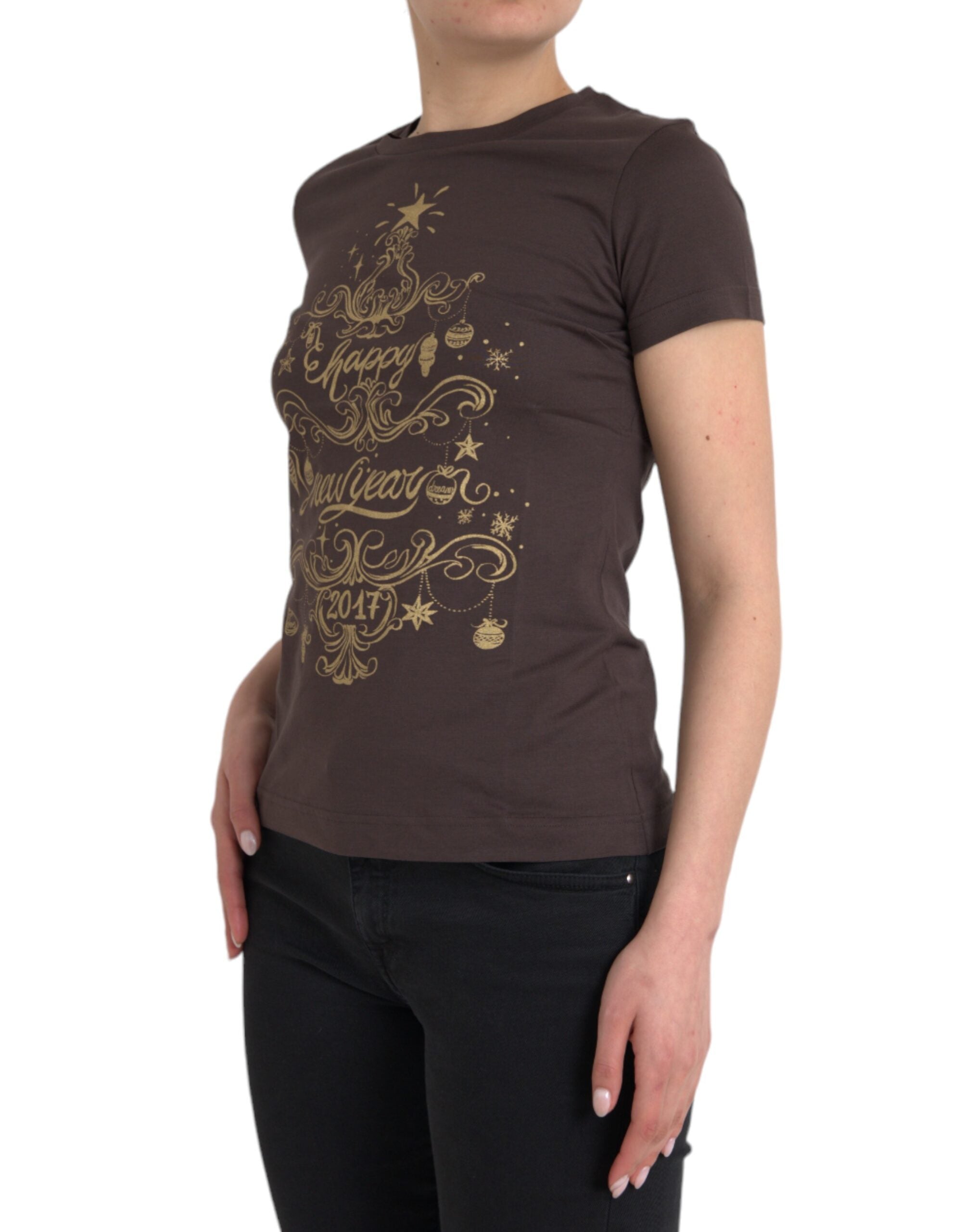 Dolce & Gabbana Brown Crewneck 2017 Motive Print T-shirt -   -  Dolce & Gabbana. Dolce & Gabbana Brown Crewneck 2017 Motive Print T-shirt -   -  Dolce & Gabbana.