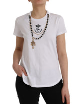 Dolce & Gabbana White Cotton Necklace Short Sleeves T-shirt -   -  Dolce & Gabbana.