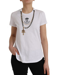 Dolce & Gabbana White Cotton Necklace Short Sleeves T-shirt -   -  Dolce & Gabbana.