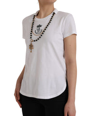 Dolce & Gabbana White Cotton Necklace Short Sleeves T-shirt -   -  Dolce & Gabbana.