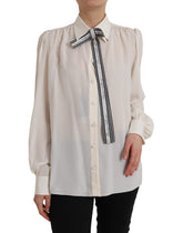 Dolce & Gabbana Off White Long Sleeve Button Down Blouse Top -   -  Dolce & Gabbana.