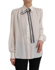 Dolce & Gabbana Off White Long Sleeve Button Down Blouse Top -   -  Dolce & Gabbana.