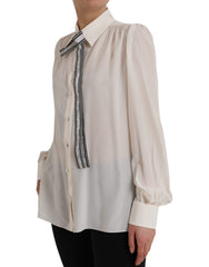 Dolce & Gabbana Off White Long Sleeve Button Down Blouse Top -   -  Dolce & Gabbana.
