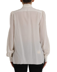 Dolce & Gabbana Off White Long Sleeve Button Down Blouse Top -   -  Dolce & Gabbana.