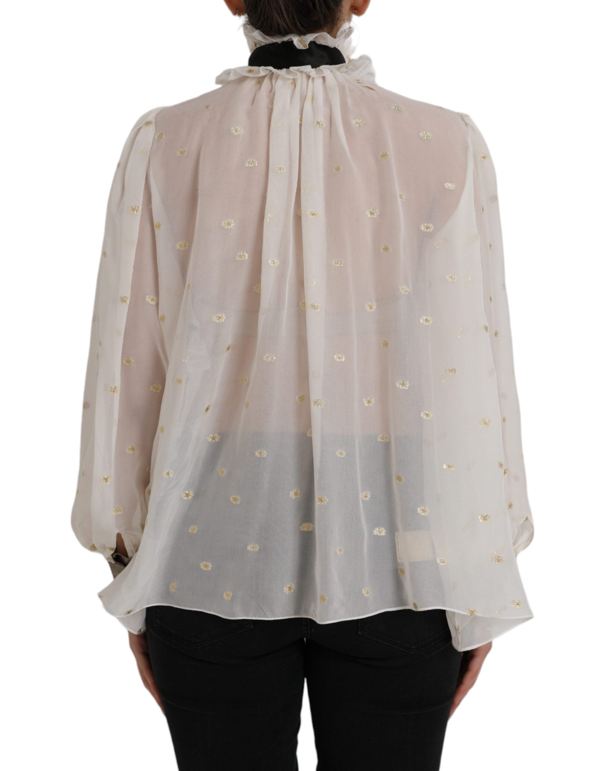 Dolce & Gabbana Off White Silk Blend Ascot Collar Blouse Top -   -  Dolce & Gabbana. Dolce & Gabbana Off White Silk Blend Ascot Collar Blouse Top -   -  Dolce & Gabbana.