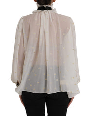 Dolce & Gabbana Off White Silk Blend Ascot Collar Blouse Top -   -  Dolce & Gabbana.