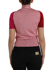 Dolce & Gabbana Pink Short Sleeves Pullover Ascot Collar Top -   -  Dolce & Gabbana.