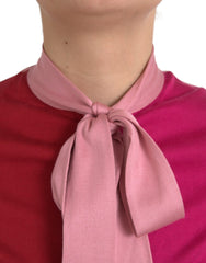 Dolce & Gabbana Pink Short Sleeves Pullover Ascot Collar Top -   -  Dolce & Gabbana.