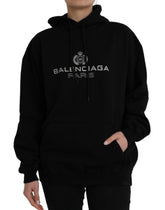 Balenciaga Black Cotton Logo Hooded Pullover Sweatshirt Sweater -   -  Balenciaga.