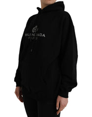 Balenciaga Black Cotton Logo Hooded Pullover Sweatshirt Sweater -   -  Balenciaga.