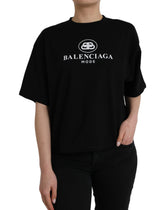 Balenciaga Black Cotton Logo Crew Neck Short Sleeves T-shirt -   -  Balenciaga.