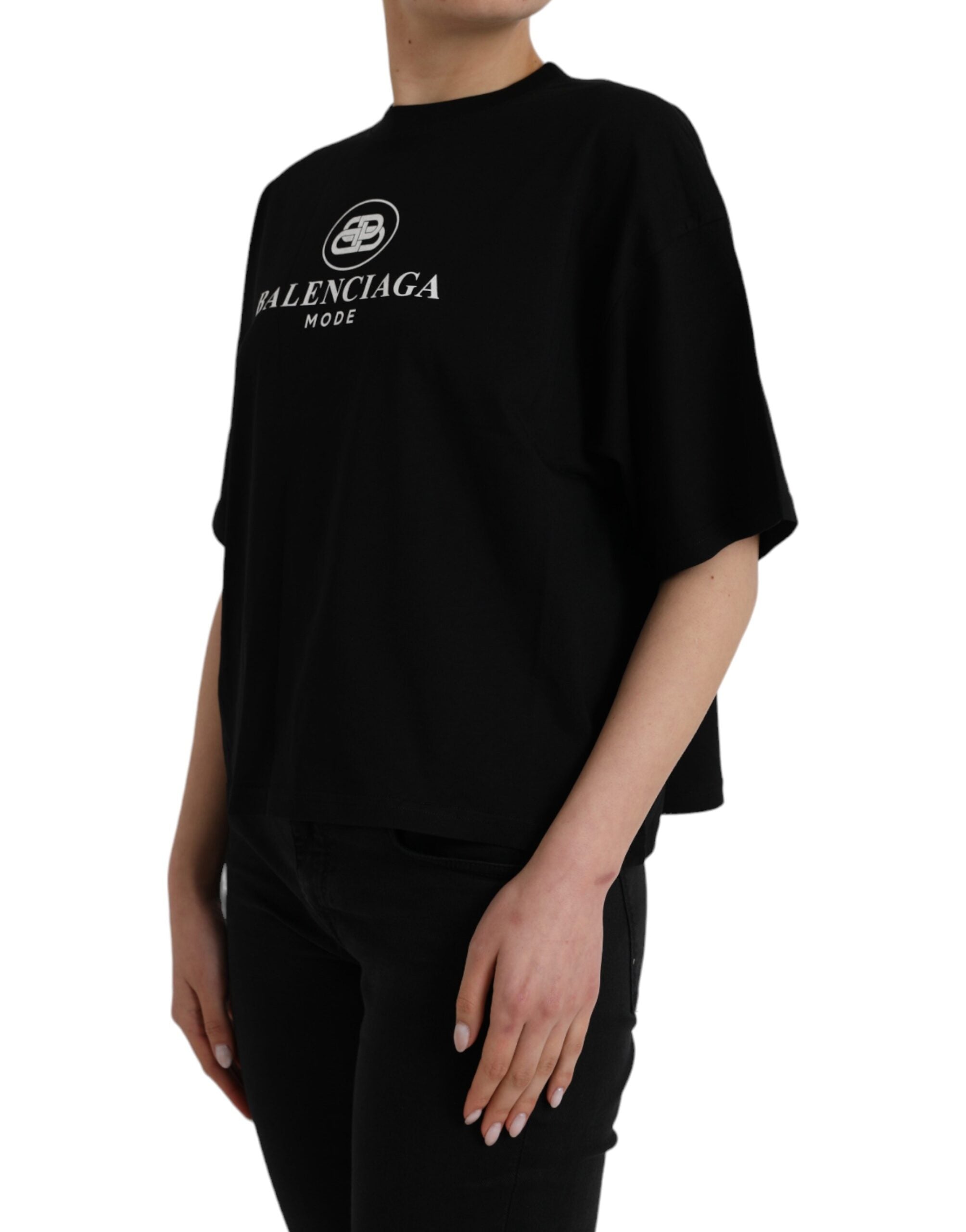 Balenciaga Black Cotton Logo Crew Neck Short Sleeves T-shirt -   -  Balenciaga. Balenciaga Black Cotton Logo Crew Neck Short Sleeves T-shirt -   -  Balenciaga.
