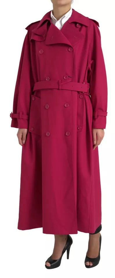 Dolce & Gabbana Dark Pink Double Breasted Trench Coat Jacket -   -  Dolce & Gabbana.