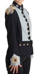 Dolce & Gabbana Blue Button Crystal Embellished Cotton Jacket -   -  Dolce & Gabbana.