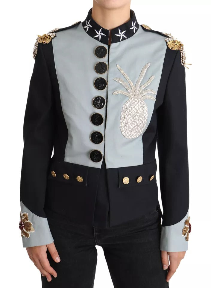 Dolce & Gabbana Blue Button Crystal Embellished Cotton Jacket -   -  Dolce & Gabbana. Dolce & Gabbana Blue Button Crystal Embellished Cotton Jacket -   -  Dolce & Gabbana.